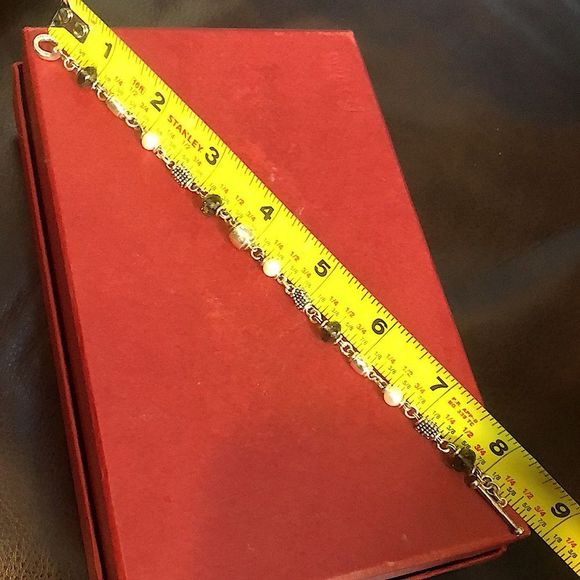 MICHAEL DAWKINS Starry Night Sterling Silver Smokey Quartz Pearl Toggle Bracelet - Picture 14 of 16